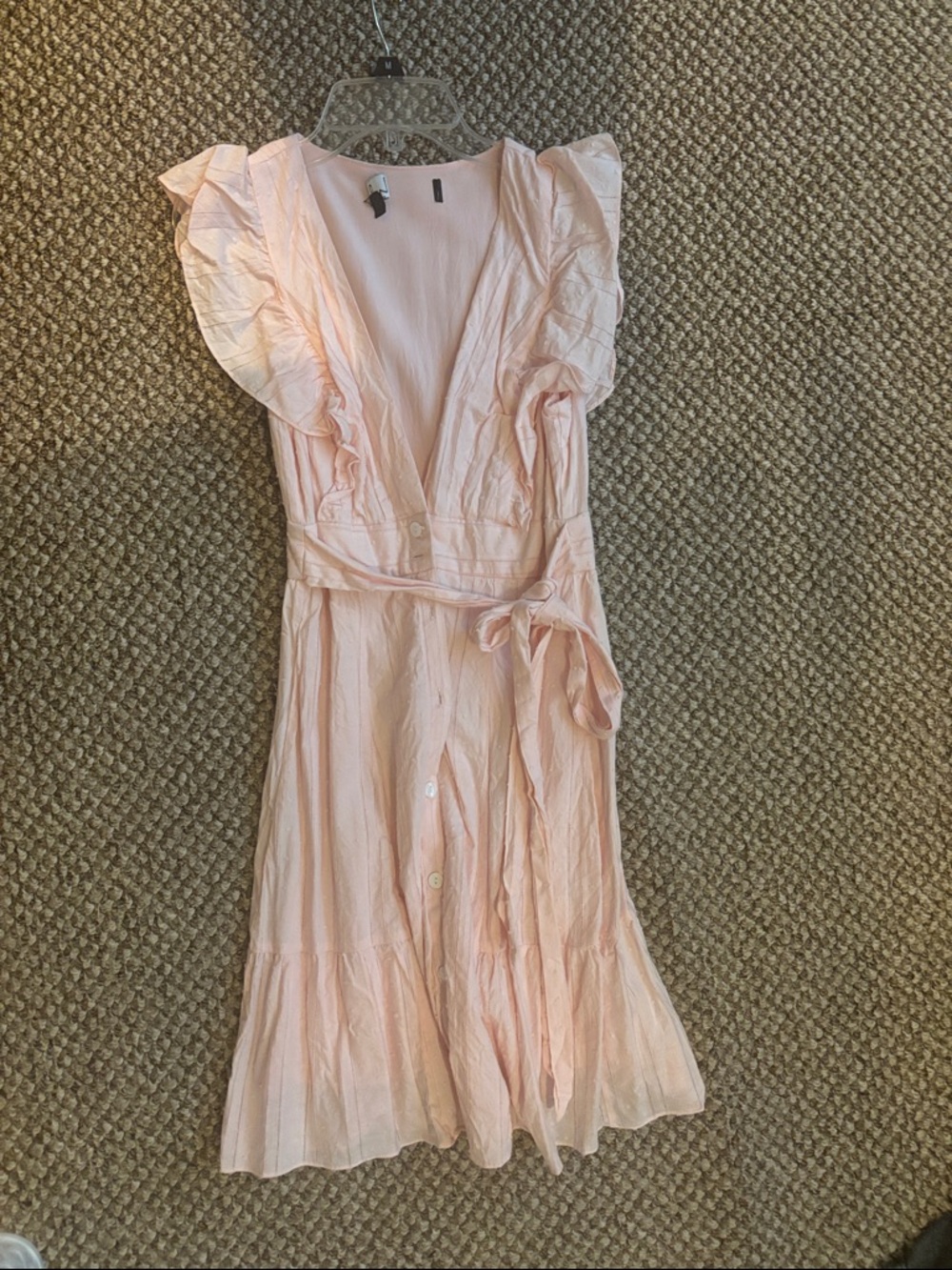 Lulu's Pale Pink Ruffle Wrap Midi Dress